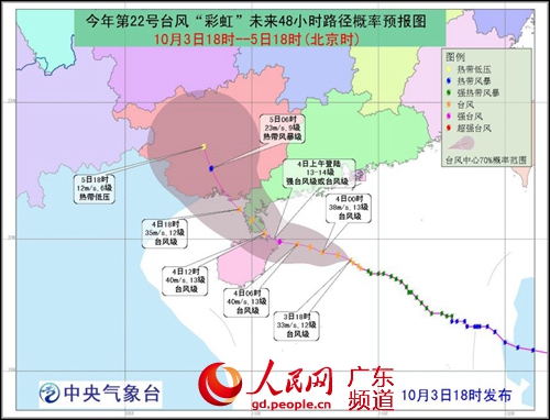 台风 彩虹 4日将正面袭粤西 汕尾以西38900艘