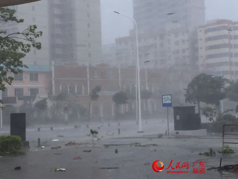 10月4日上午,台风登陆前,湛江市多地现狂风暴雨.马俊 摄