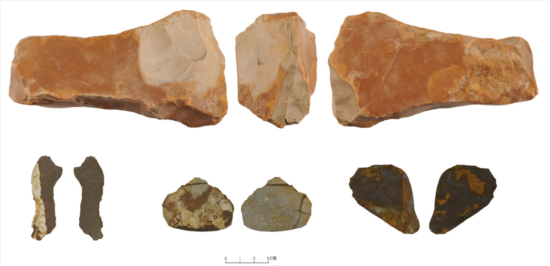 舊石器時代出土石器。廣東省文物考古研究院供圖