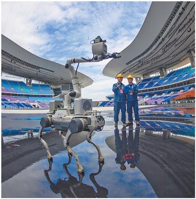 四足机器人在十五运会场馆内开展精准巡检。南方电网广东电网公司广州供电局供图