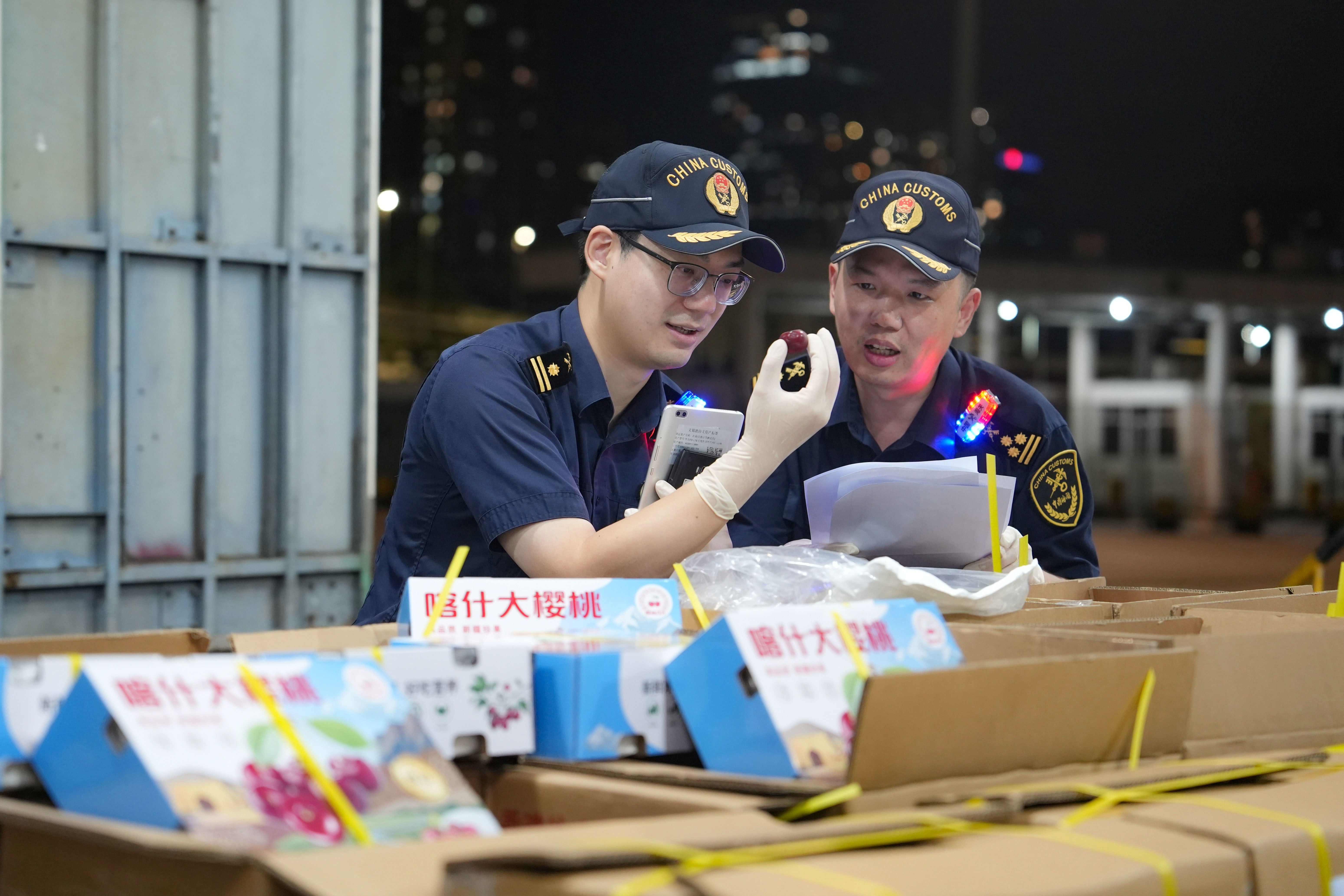 文锦渡海关保障新疆樱桃供港。吴小翔摄